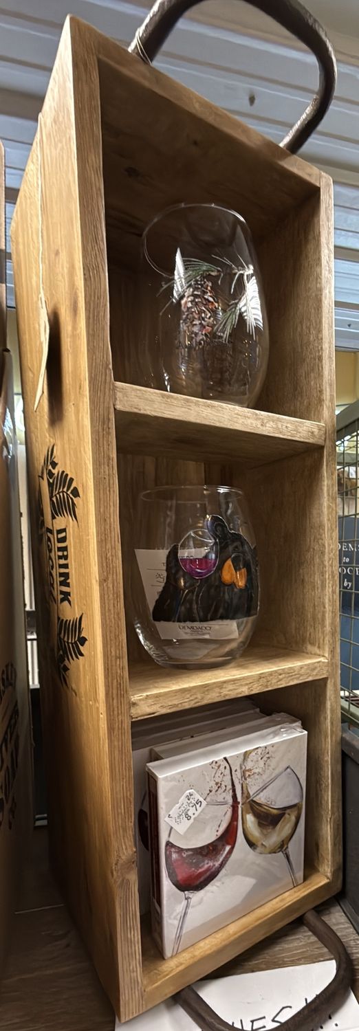 Wooden Crate with Metal Handles - Drink Local