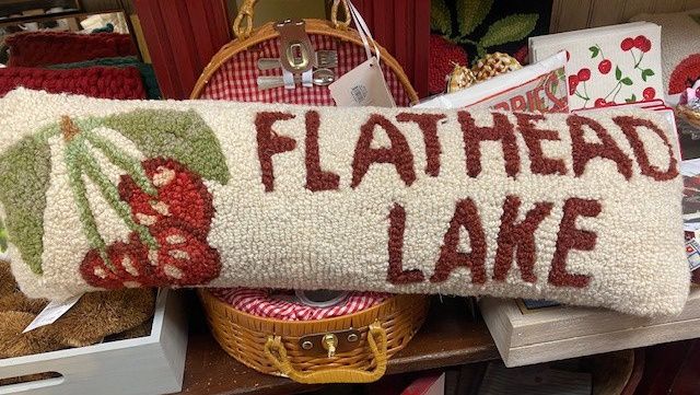 Flathead Lake Cherry,  Hooked Wool Pillow Exclusive