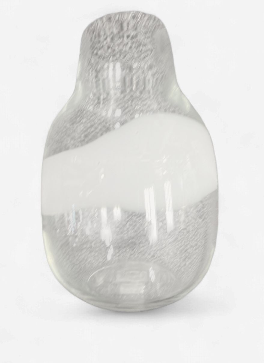 Clear Glass Vase /White Stripe Large