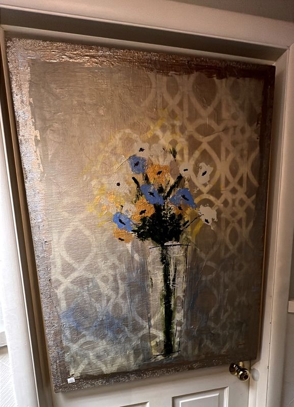 Flowers in a Vase - Wallpaper Pattern Background, Large Art Piece