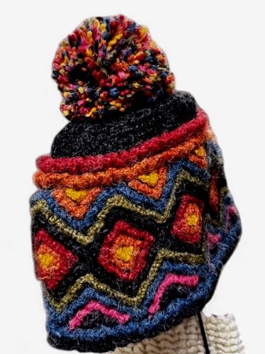 Hand Knit Hat - With Impressive Pom Pom