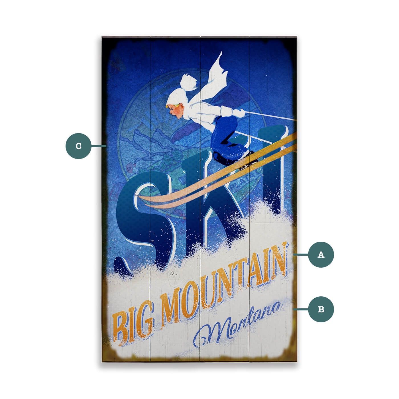 Downhill Skier Vintage Sign - Made in Montana