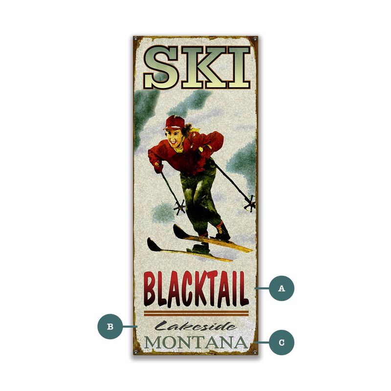 Downhill Skier, Vintage Sign