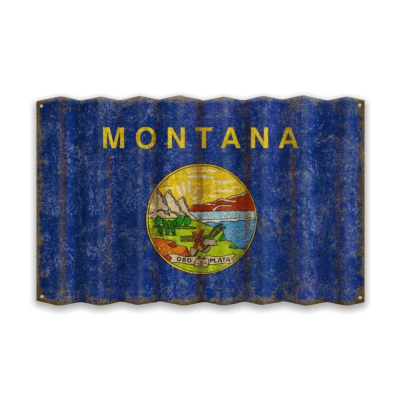 Montana Corrugated State Flag - Metal