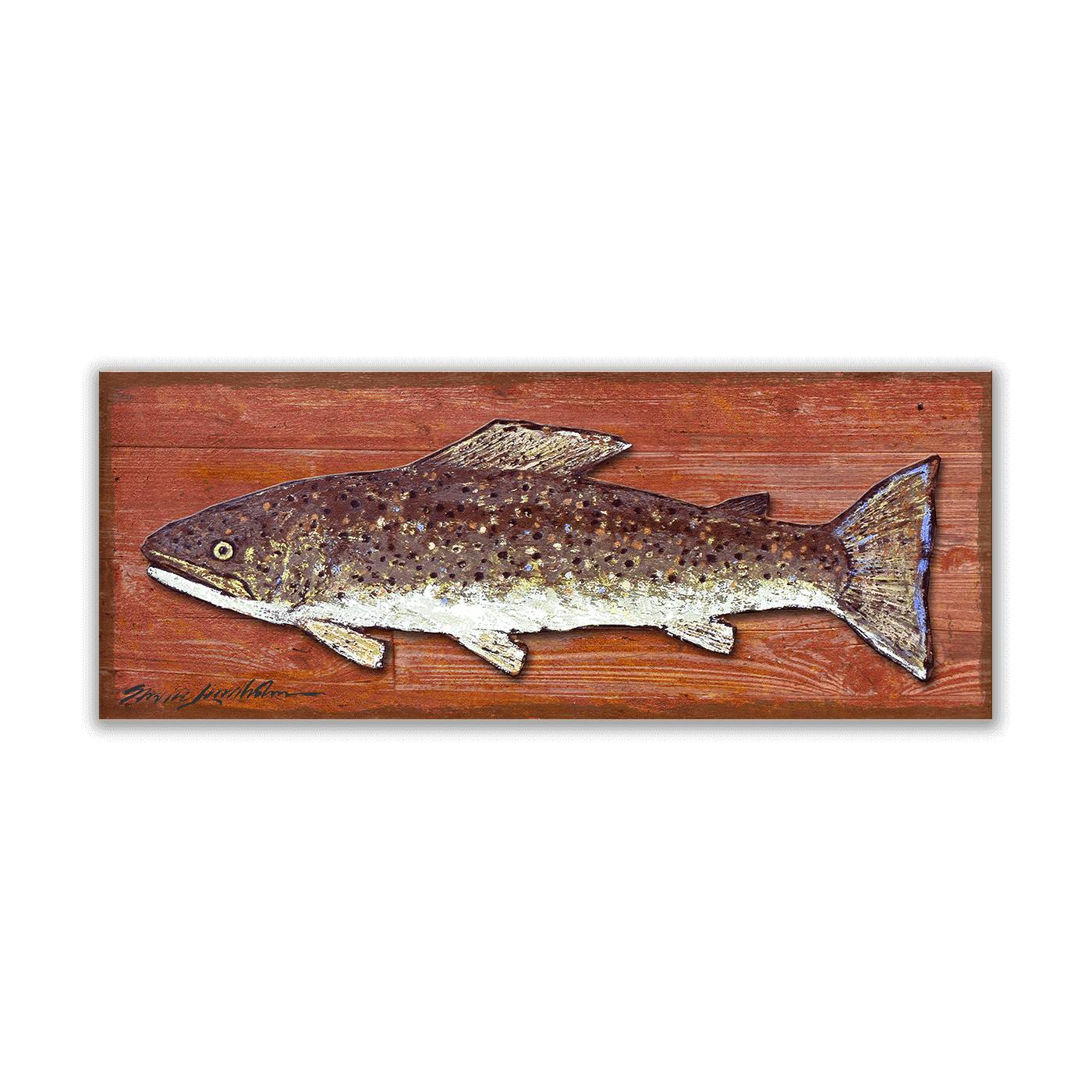 Dolly Varden Trout - Wood and Metal Sign by Shelle Lindholm