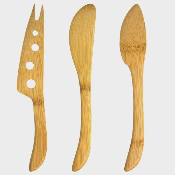 3 Piece Bamboo Cheese Knife Set