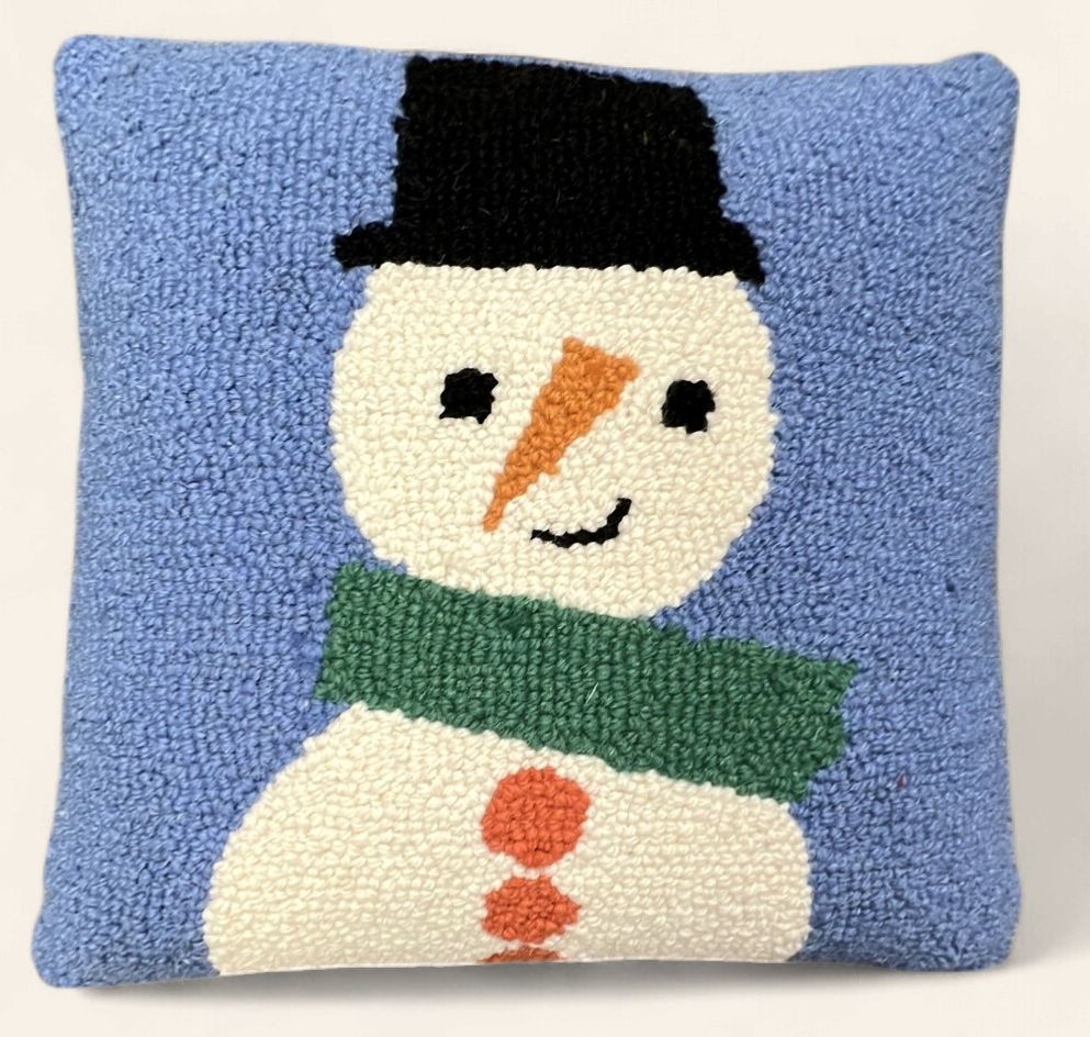 Snowman - Handmade Hooked Pillow