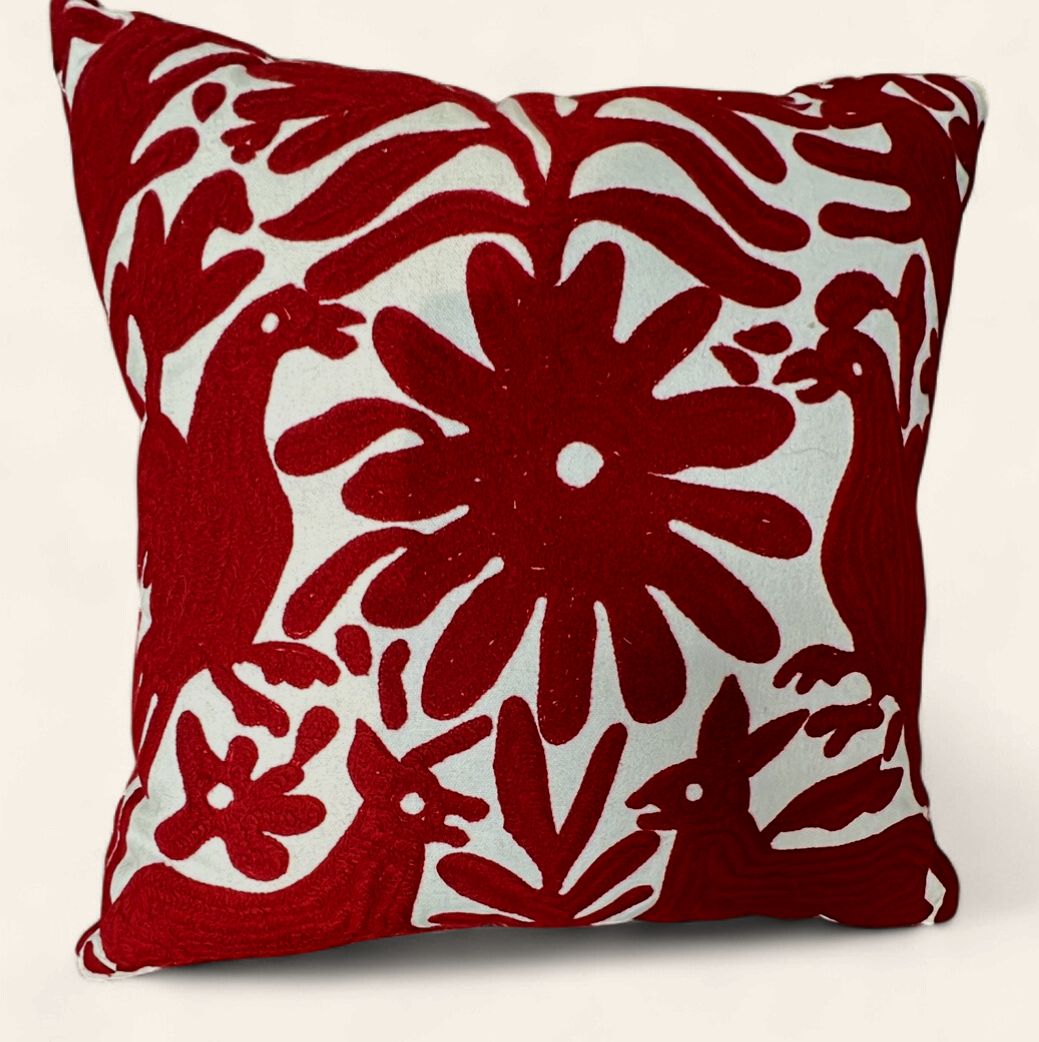 Flocked - Bird/Flower Pattern Pillow