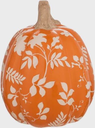 Printed Ceramic Pumpkin, Size: med.orange