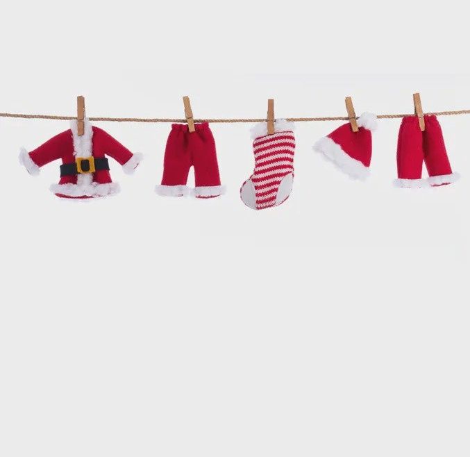 Santa Suit on the Clothesline - Soft Garland