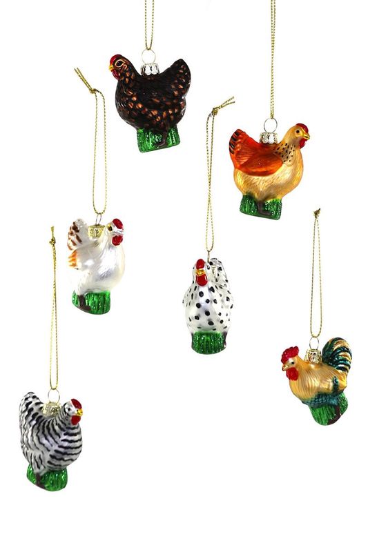 Glass Farmstead Chicken Ornament