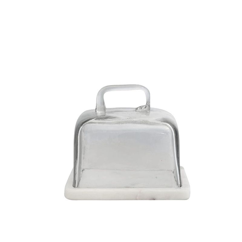 Square Butter or Blue Cheese Dish - Glass and Marble