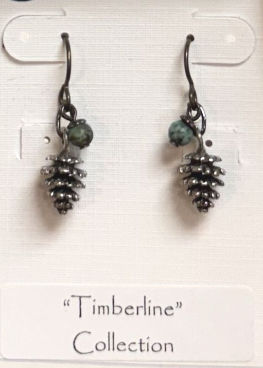 African Turquoise/Pinecone Earrings - Made in Montana