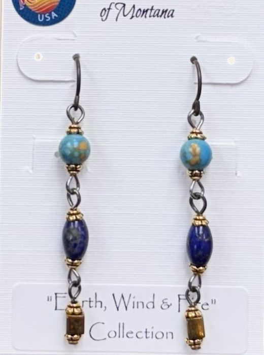 Earth Wind Fire - Blue Stones Earrings - Made in Montana