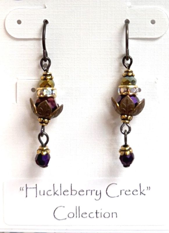 Metal Blossom/Crystal Rondels Earrings - Made in Montana