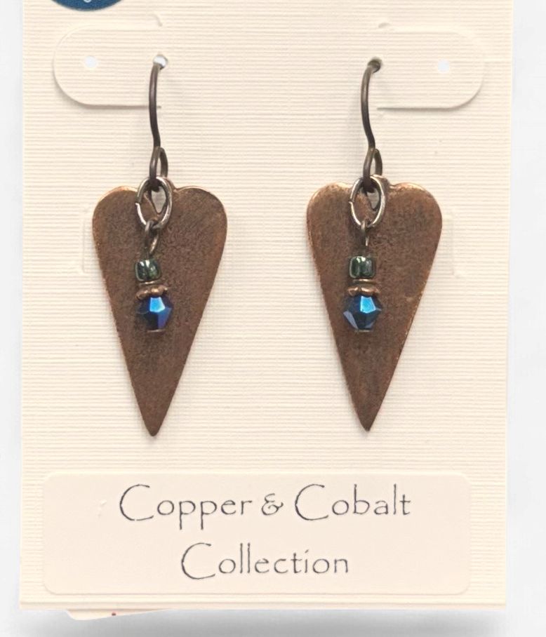 Copper &amp; Cobalt Heart Earrings - Made in Montana