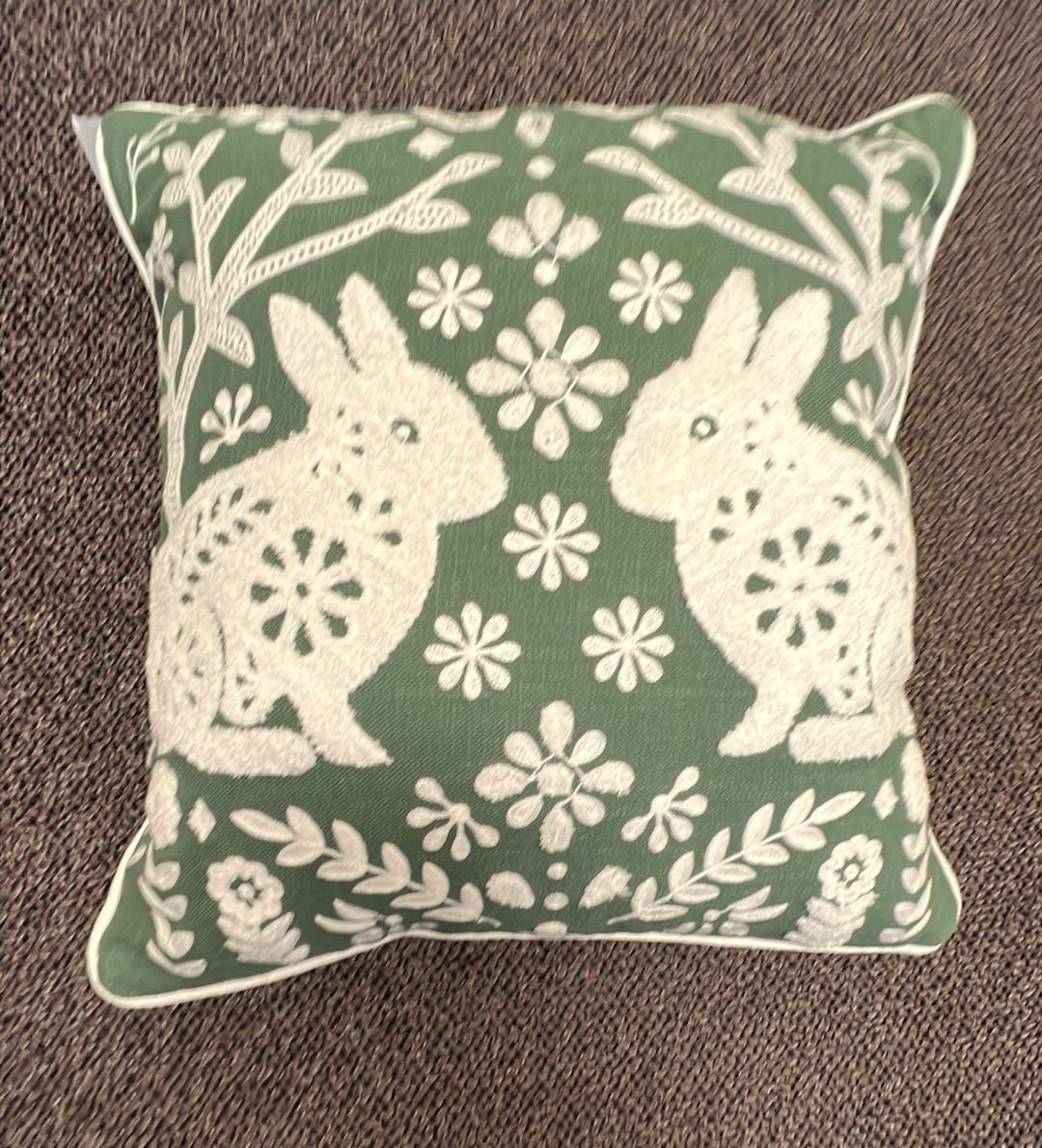 Woodland Bunny - Embroidered Pillow
