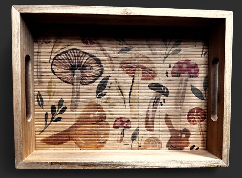 Mushroom Motif - Wood Tray