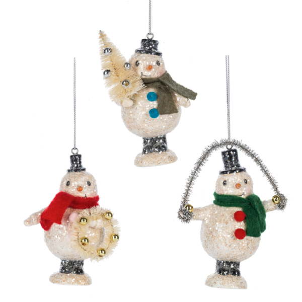 Ornament Snowman Resin with Glitter