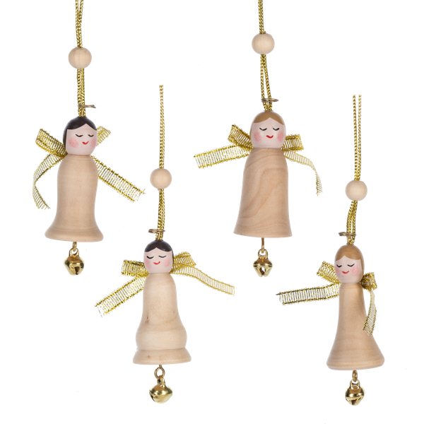 Ornament Angel Bell Wooden