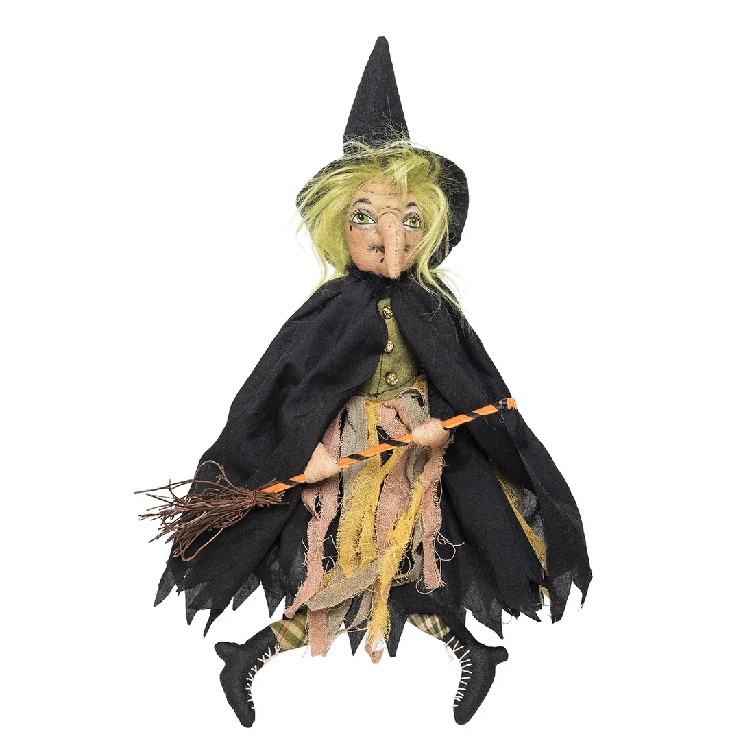 Folk Art  Witch Doll with Broom