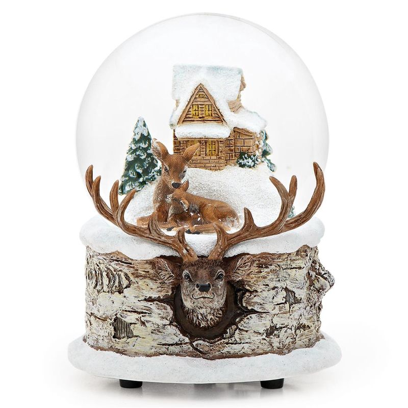 Snow Globe Musical Family Deer