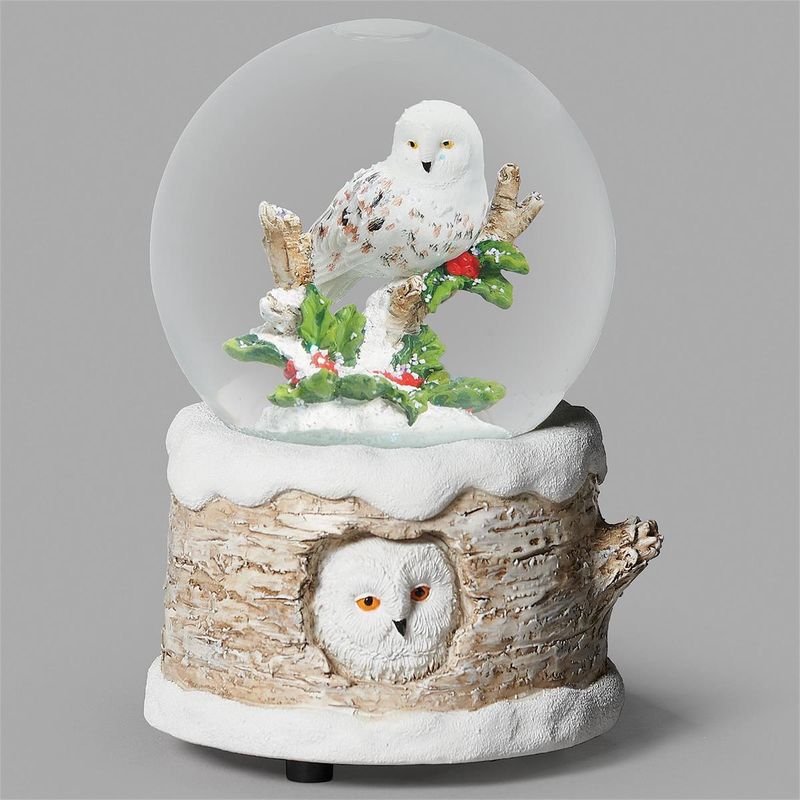 Snow Globe Musical White Owl