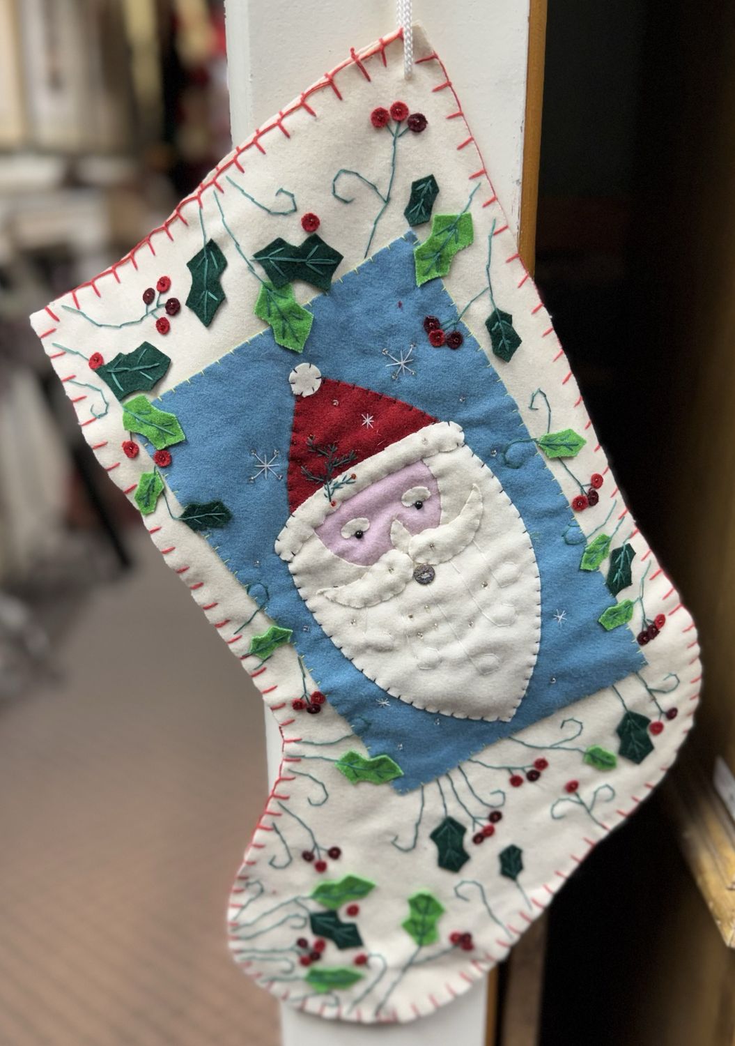 White Stocking with Santa's Face
