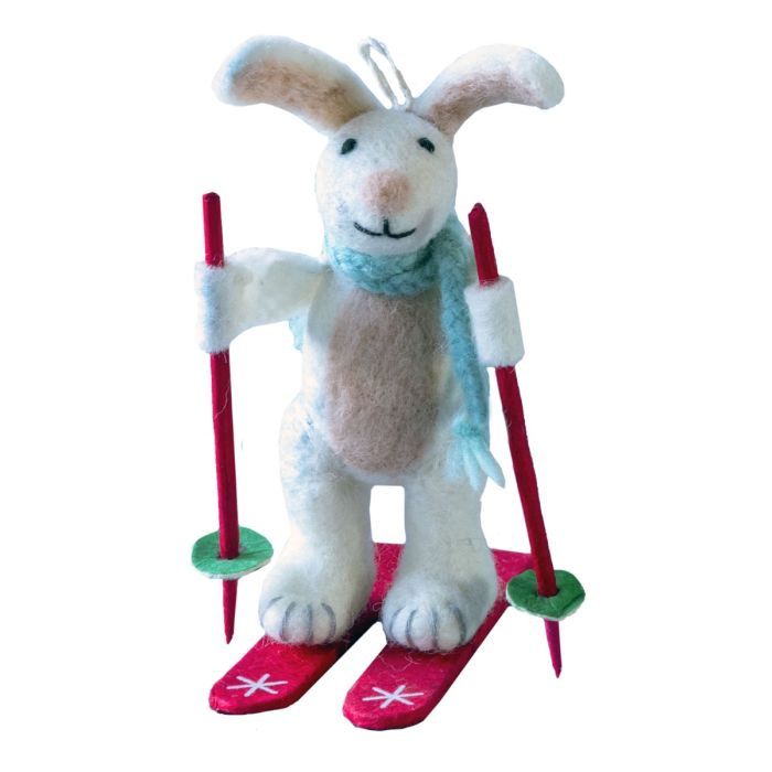 Felt Skiing Bunny - Ornament