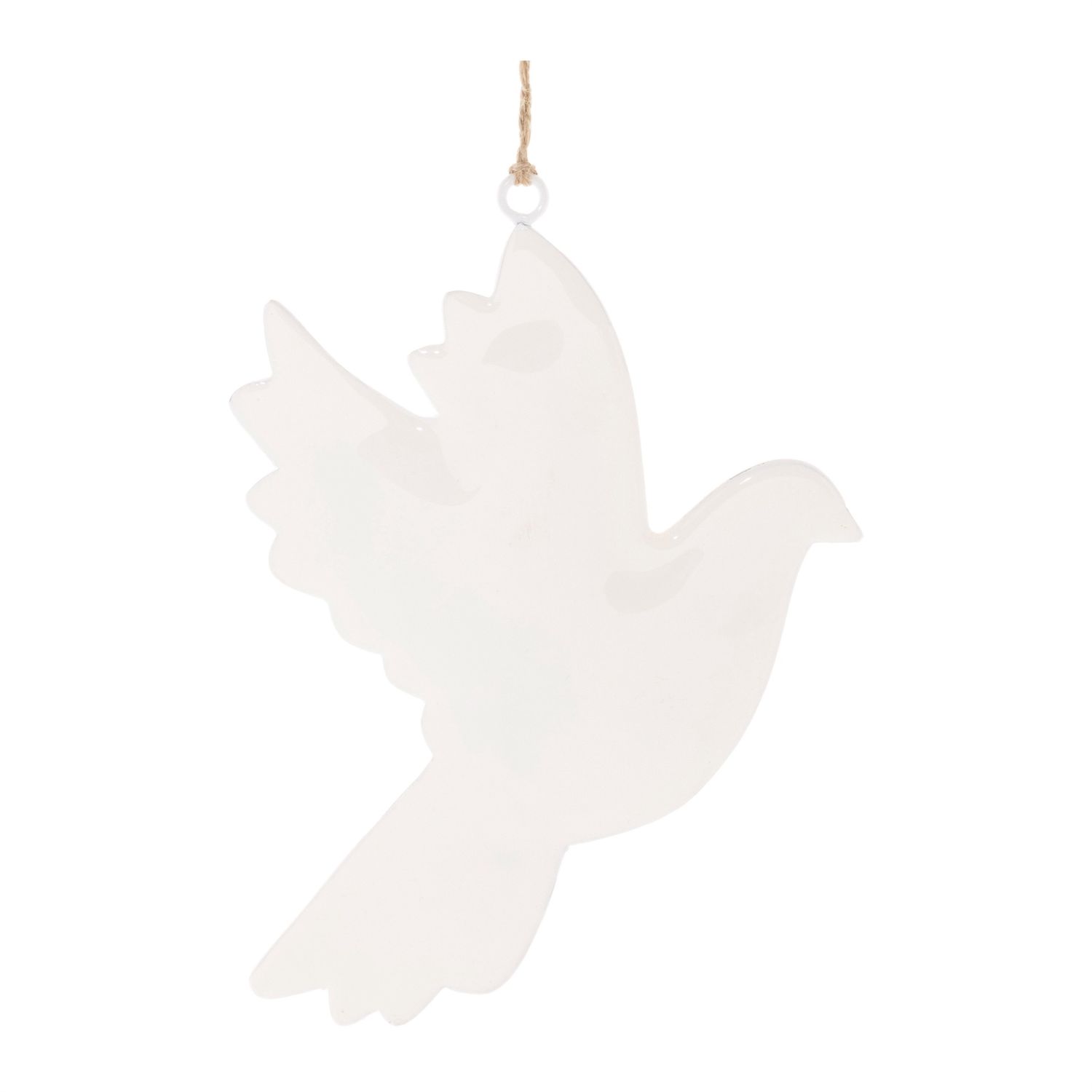Ornament Dove White Metal 6.5" H