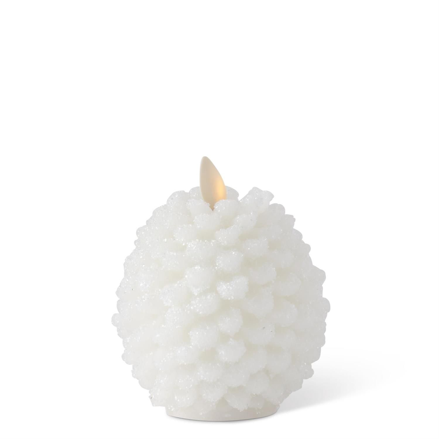 White Pinecone Luminaria - Faux Flame