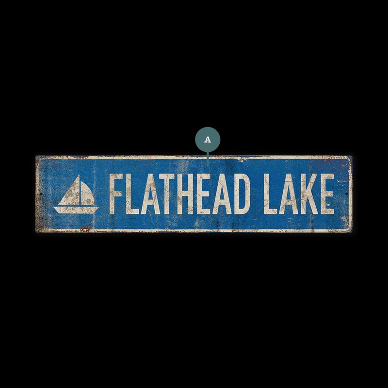 Flathead Lake Location Sign - Blue
