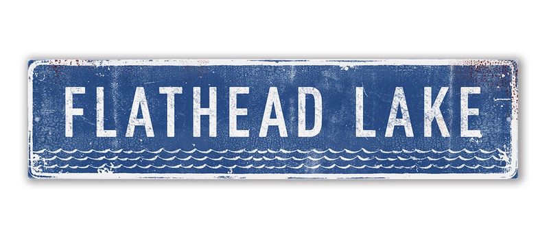 Flathead Lake Location Sign - Blue