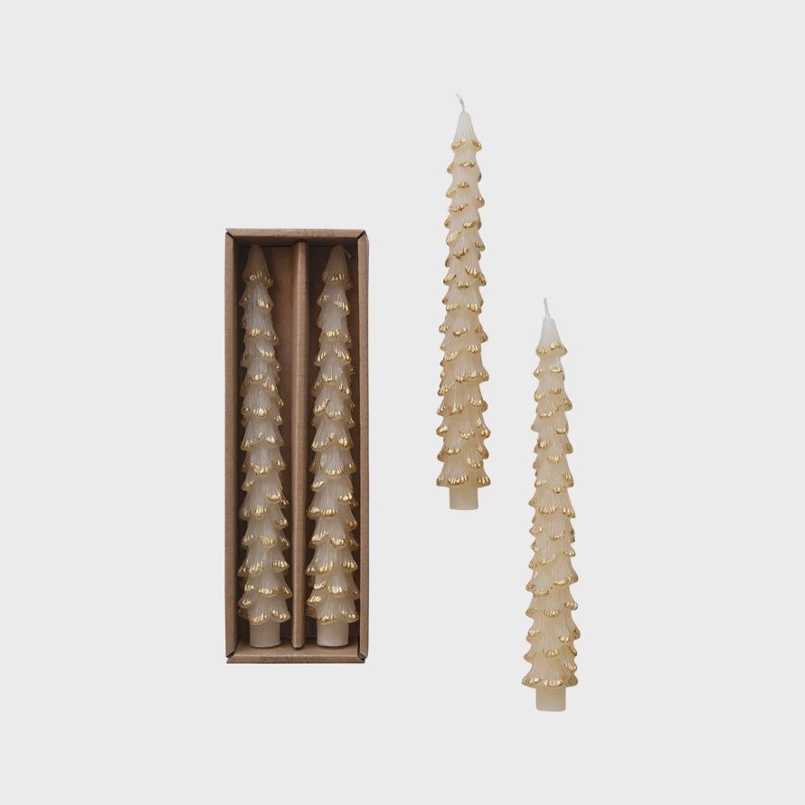 Tree Shaped Tapers -  Cream Set of 2