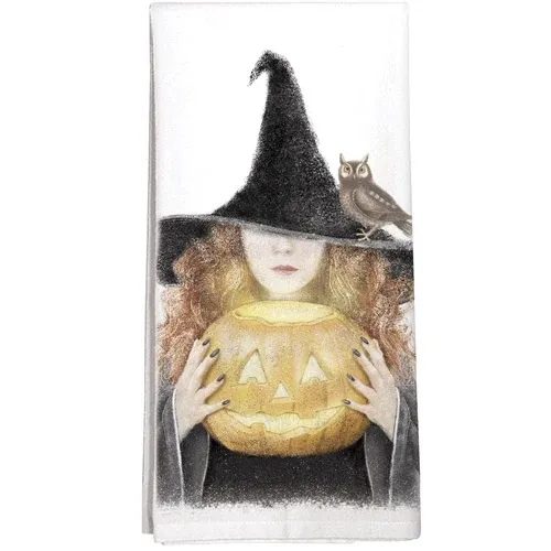 Dishtowel Witch with Pumpkin