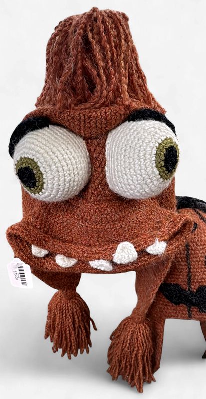 Hand Knit Hat  - Bulging Eyes - Anxiety