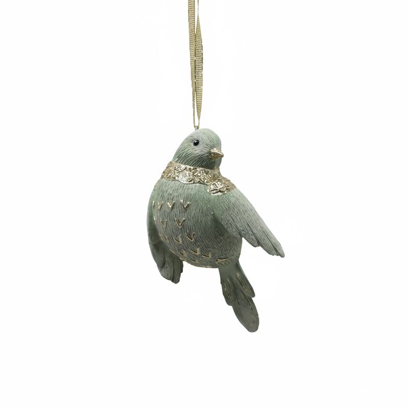 Pale Aqua Bird Ornament - "Gold" Details