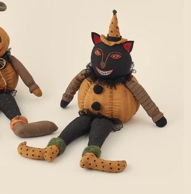 Folk-Art Cat Doll - Halloween Decor