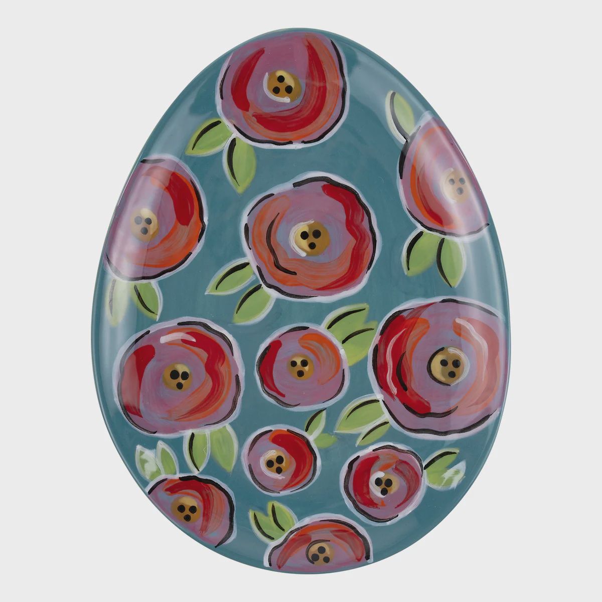 Pink Flower Easter Egg Shape  Plate