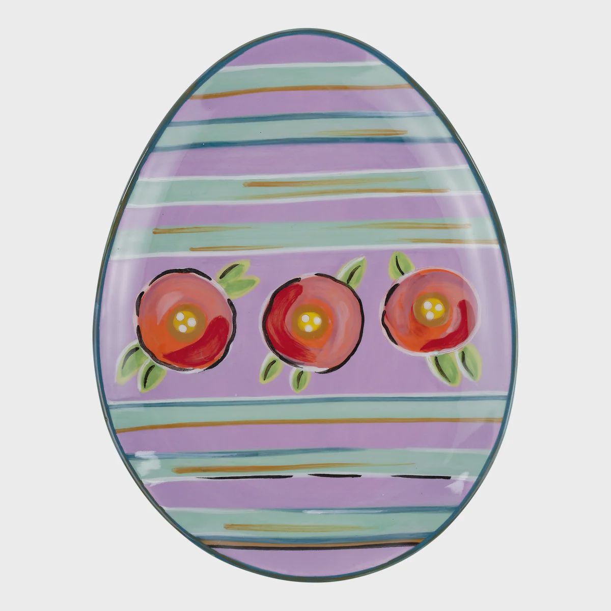 Striped Easter Egg Shaped Plate
