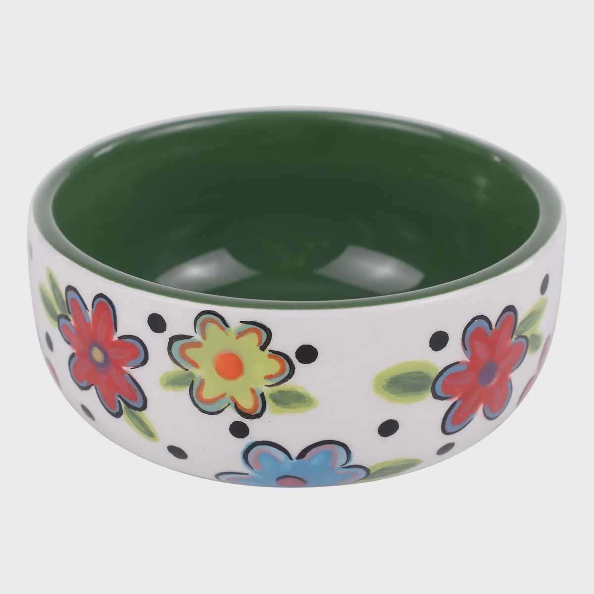 Flowers Everywhere Bowl Green Inside