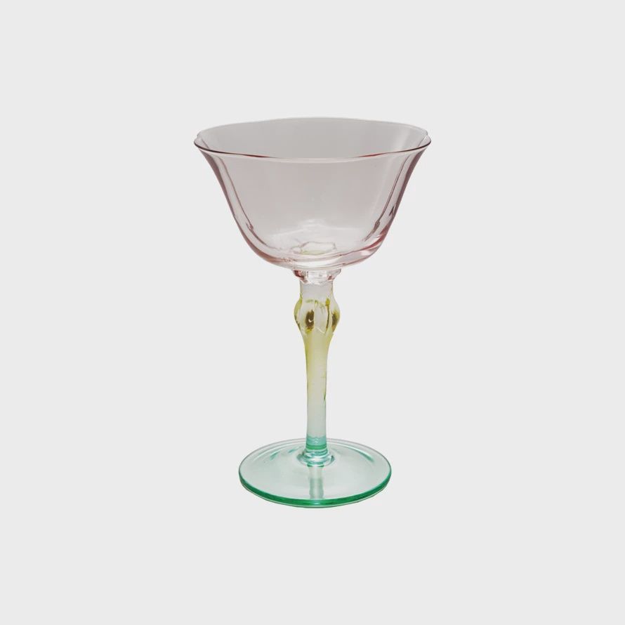 Wine Glass Hand-Blown Stemmed Pink