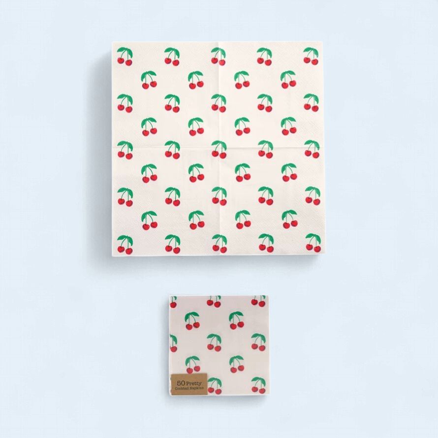 Cherry Cocktail Napkin - Pinkish Background