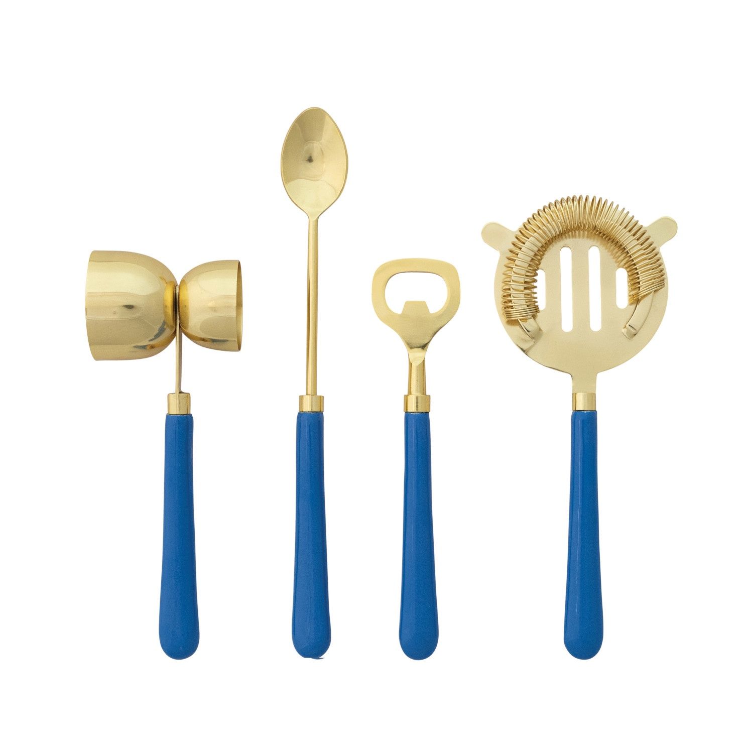 Bar Tools Blue Handle Stainless Steel, type: Bar Tool Set of 4