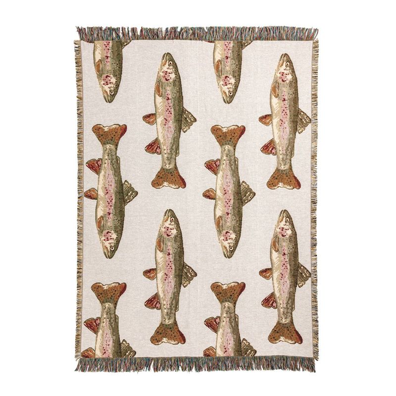 Trout Woven Blanket  Jacquard