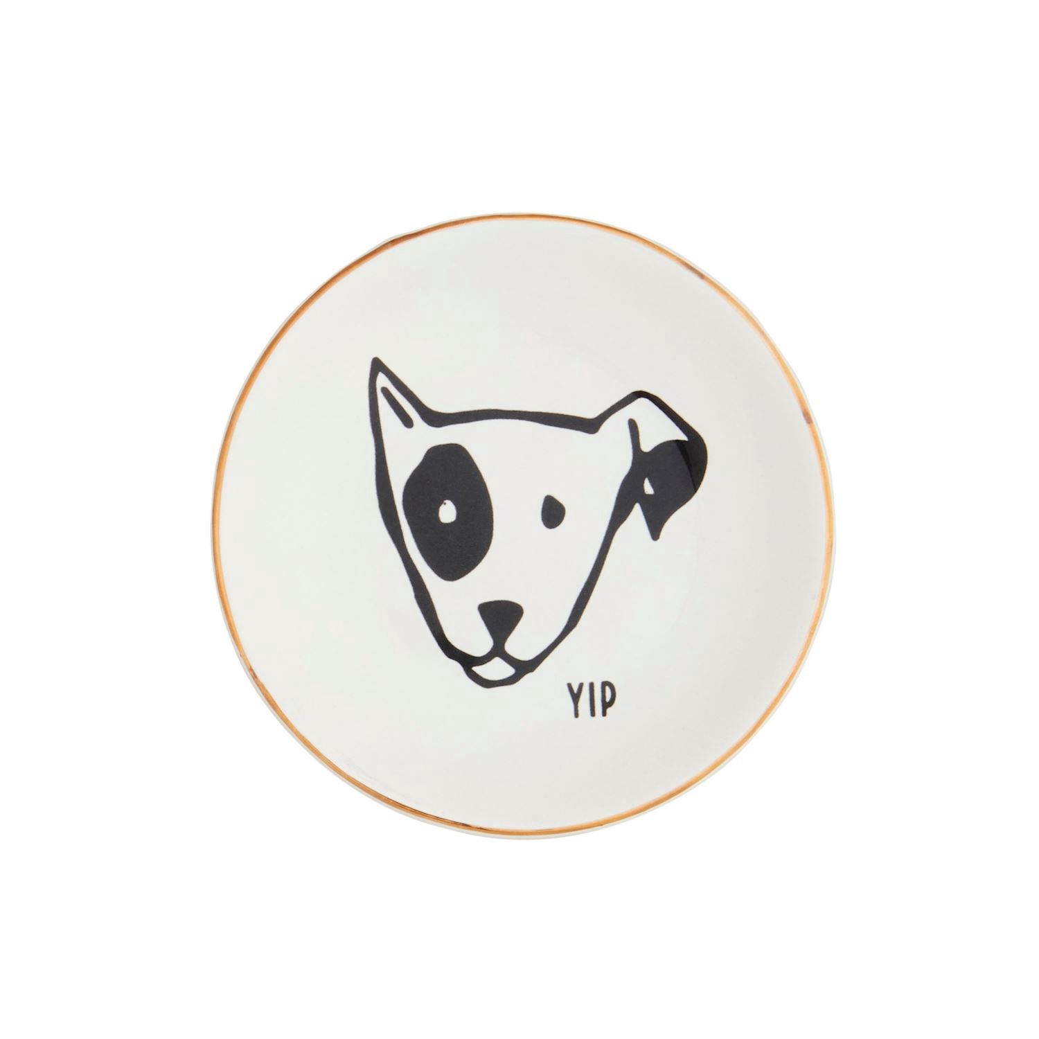 Trinket Dish YIP White Dish with Black Outline of Dog