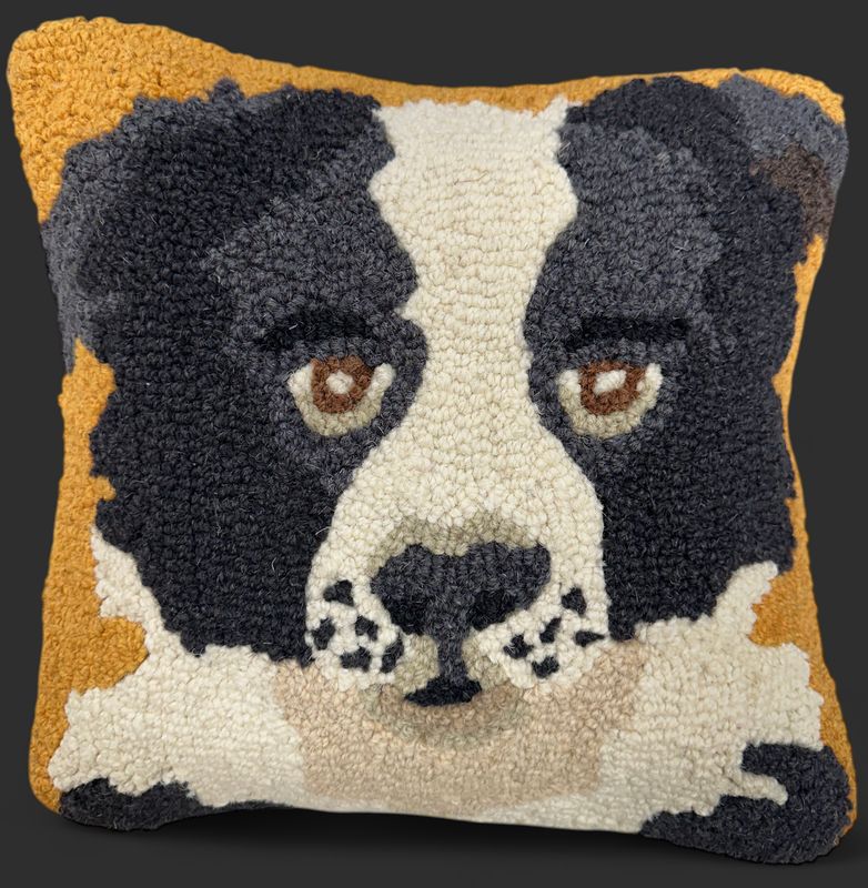 Border Collie - Hooked Wool Pillow