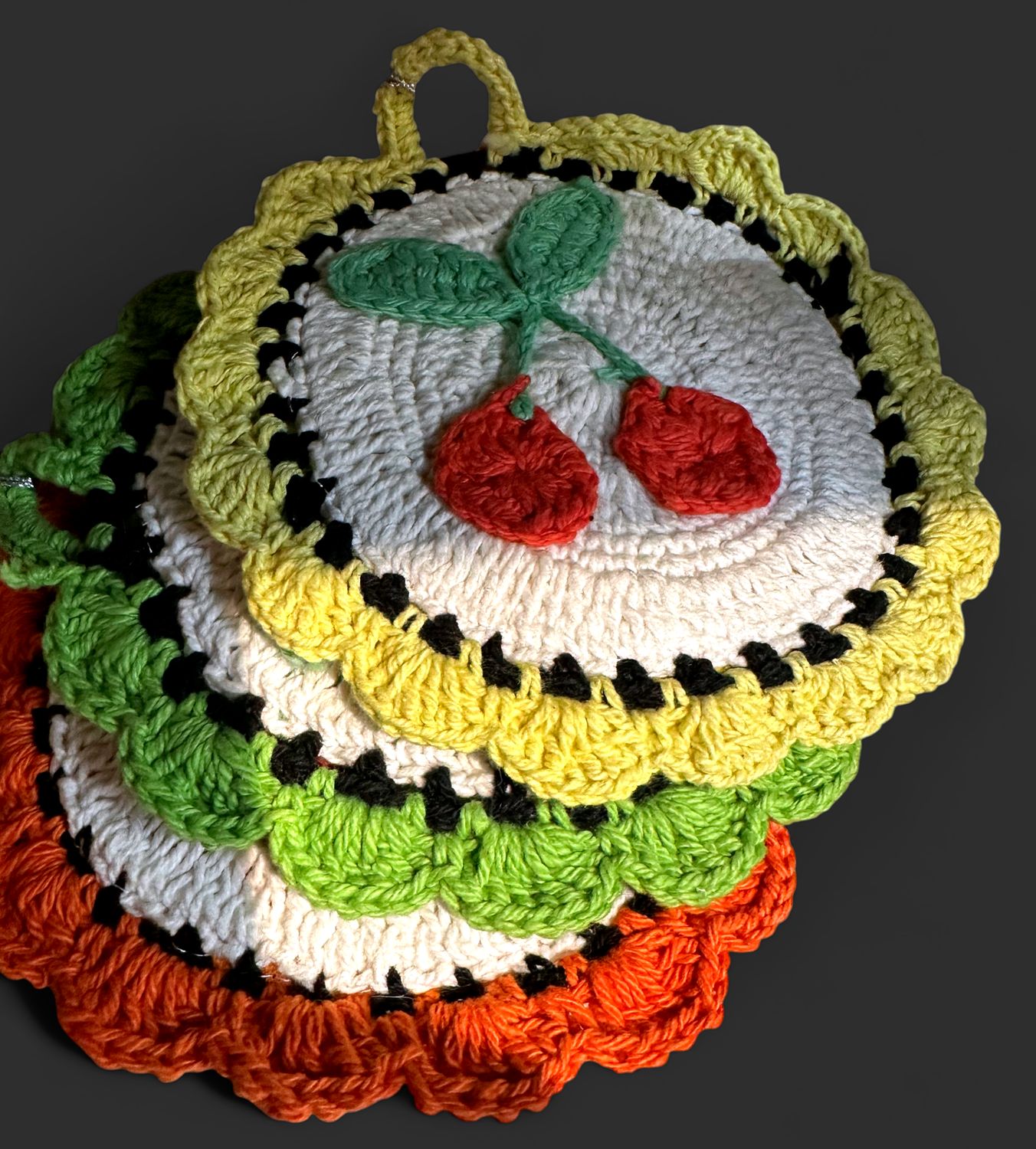 Crochet Cherry Trivet/Coaster