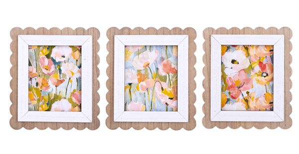 Scalloped Wood Frame - Assorted Pastel Florals