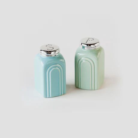 50sSalt and Pepper Stoneware Turquoise Green